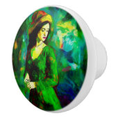 Frau in Hut Keramikknauf (Rechts)