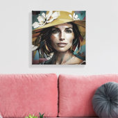 Frau in Hut Leinwanddruck (Insitu (Wohnzimmer))