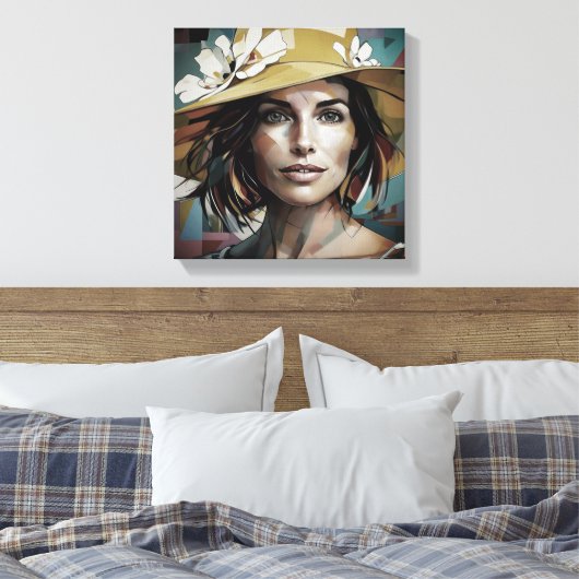 Frau in Hut Leinwanddruck (Insitu (Schlafzimmer))