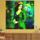 Frau in Hut Leinwanddruck (Insitu (Wohnzimmer))