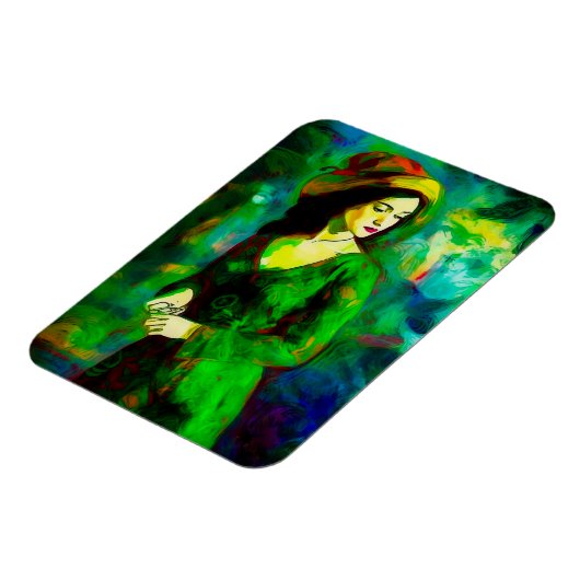 Frau in Hut Magnet (Linke Seite)