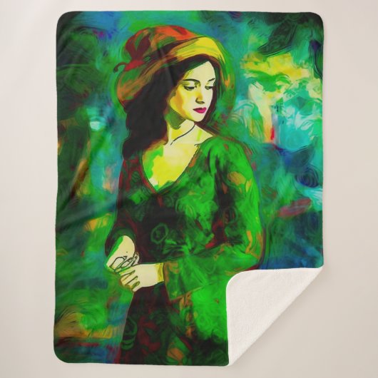 Frau in Hut Sherpadecke (Vorderseite)