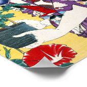 Frau in Katzenkimono, Yoshitoshi, gemustert Poster (Ecke)