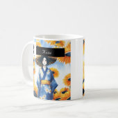 Frau in Kimono, Sonnenblumen Kaffeetasse (Vorderseite Links)