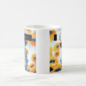 Frau in Kimono, Sonnenblumen Kaffeetasse (Mittel)