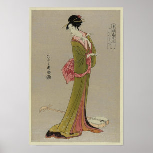 Frau in Kimono Vintage Kunst in Japan Poster