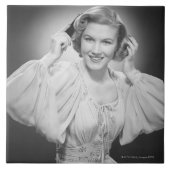 Frau in Kleid 2 Fliese (Vorderseite)