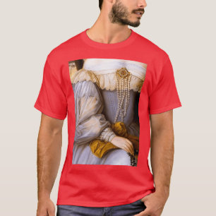 Frau in Lavendel mit Perlen Renaissance-Malerei T-Shirt