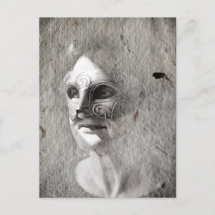 Frau in Maske, geheimnisvolle Portraits Postkarte