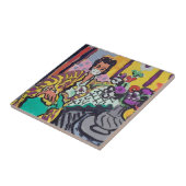 Frau in Maske, Kunst Fliese (Seite)