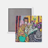 Frau in Maske Magnet (Vorderseite/Rückseite)