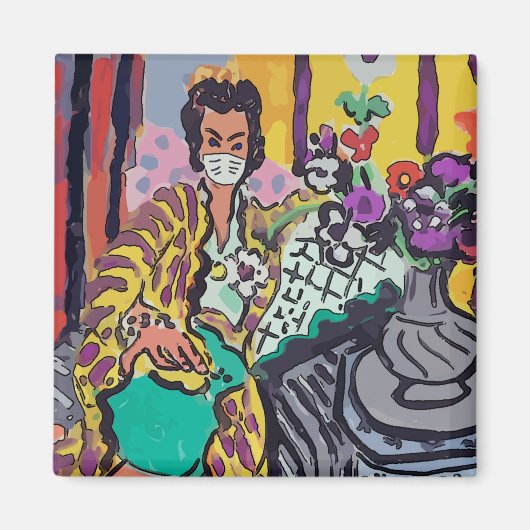 Frau in Maske Magnet (Vorne)