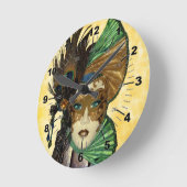 Frau in Masquerade Art Runde Wanduhr (Winkel)
