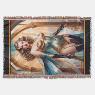 Frau in opulentem Gold Türkis Attion von Xzendor7 Decke