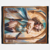 Frau in opulentem Gold Türkis Attion von Xzendor7 Fleecedecke (Vorderseite (Horizontal))