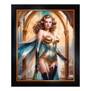 Frau in opulentem Gold Türkis Attion von Xzendor7 Fotodruck