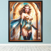 Frau in opulentem Gold Türkis Attion von Xzendor7 Leinwanddruck (Insitu (Holzboden))