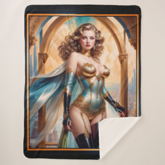 Frau in opulentem Gold Türkis Attion von Xzendor7 Sherpadecke