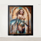 Frau in opulentem Gold Türkis Attion von Xzendor7 Wandteppich (Vorderseite)