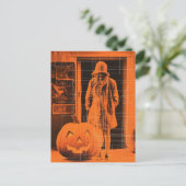 Frau in Orange Halloween Postkarte (Stehend Vorderseite)
