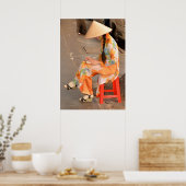 Frau in Orange und Conical Hat Poster (Küche)