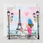 Frau in Paris Eiffel Tower Happy Birthday Card Karte (Rückseite)