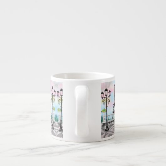 Frau in Paris Espresso Tasse Eiffelturm (Rückseite)