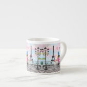 Frau in Paris Espresso Tasse Eiffelturm (Vorderseite Rechts)