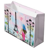 Frau in Paris Geschenktüte Eiffelturm (Vorderseite Schrägansicht)