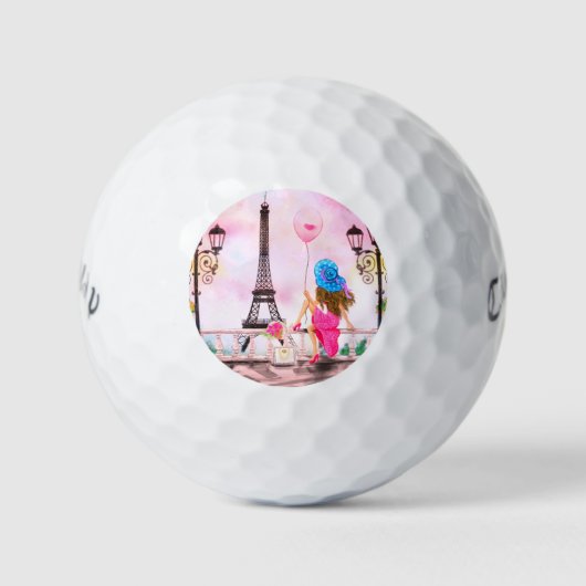 Frau in Paris Golf Balls Eiffelturm Golfball (Vorderseite)