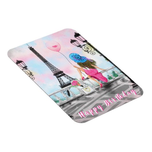 Frau in Paris Happy Birthday Magnet Eiffel Tower (Rechte Seite)