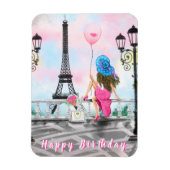 Frau in Paris Happy Birthday Magnet Eiffel Tower (Vertikal)