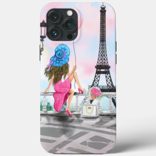 Frau in Paris iPhone Case Eiffel Tower (Rückseite)