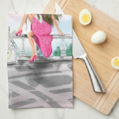 Frau in Paris Küchentücher Eiffelturm (Viertel Falte)