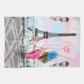 Frau in Paris Küchentücher Eiffelturm (Horizontal)