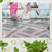 Frau in Paris Küchentücher mit Eiffelturm (Gefaltet)