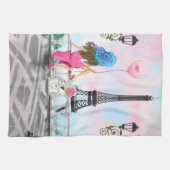 Frau in Paris Küchentücher mit Eiffelturm (Horizontal)
