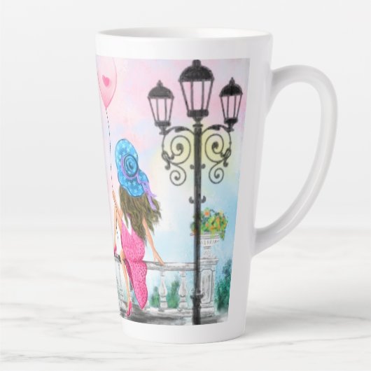 Frau in Paris Latte Tasse Eiffelturm Geschenk (Rechts)