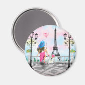 Frau in Paris Magnet Eiffelturm Geschenk (Vorderseite/Rückseite)