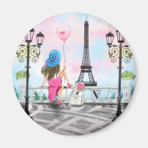 Frau in Paris Magnet Eiffelturm Geschenk