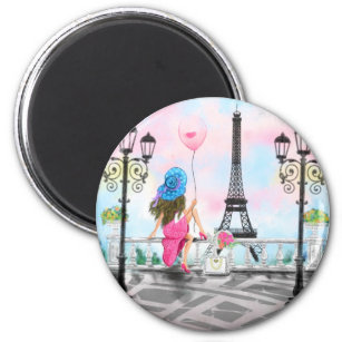 Frau in Paris Magnet Eiffelturm Geschenk