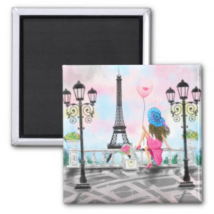 Frau in Paris Magnet Geschenk mit Eiffelturm