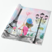 Frau in Paris Umschlagpapier mit Eiffelturm Geschenkpapier (Ungerollt)