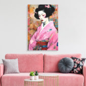 Frau in Pink Kimono Leinwanddruck (Insitu (Wohnzimmer))