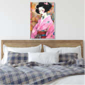 Frau in Pink Kimono Leinwanddruck (Insitu (Schlafzimmer))