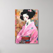 Frau in Pink Kimono Leinwanddruck (Vorderseite)