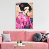 Frau in Pink Kimono Leinwanddruck (Insitu (Wohnzimmer))