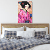 Frau in Pink Kimono Leinwanddruck (Insitu (Schlafzimmer))