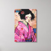 Frau in Pink Kimono Leinwanddruck (Vorderseite)