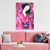Frau in Pink Kimono Leinwanddruck (Insitu (Wohnzimmer))